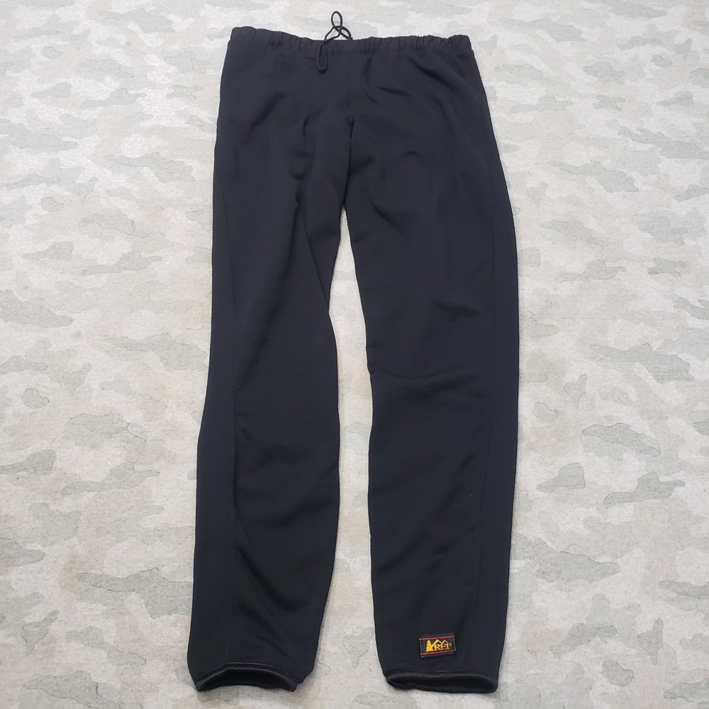 Vitnage REI Fleece Pants Women XL Black Drawstring Made in USA Outdoor Hiking